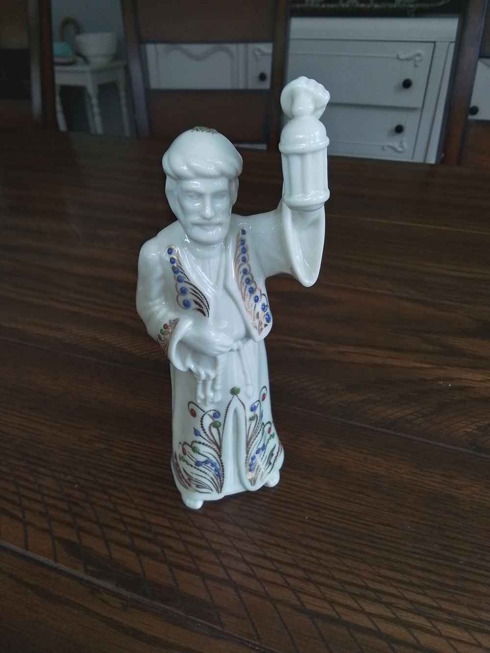 Lenox Cream Ceramic Figurine with Blue, Green and Gold Accents